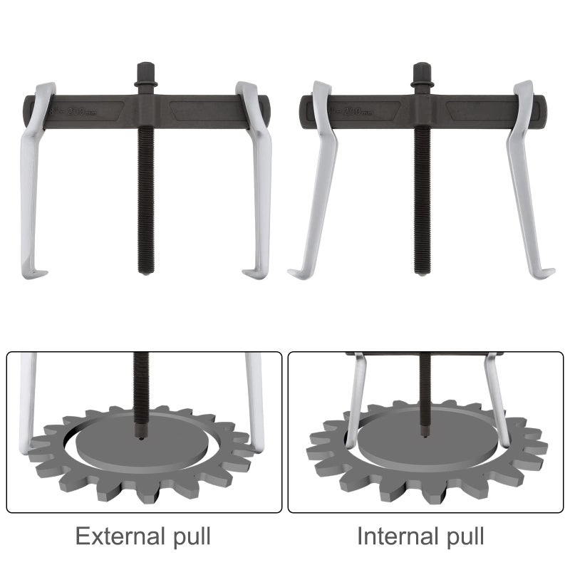 ChgImposs 8 Inch 2-Jaw Gear Puller, Adjustable Bearing Puller Gears, Reversible Removal Tool for External Internal Pulling, CR-V Two Claws Puller Tool for Removal of Pulleys Flywheels Bearings Gears - Image 4